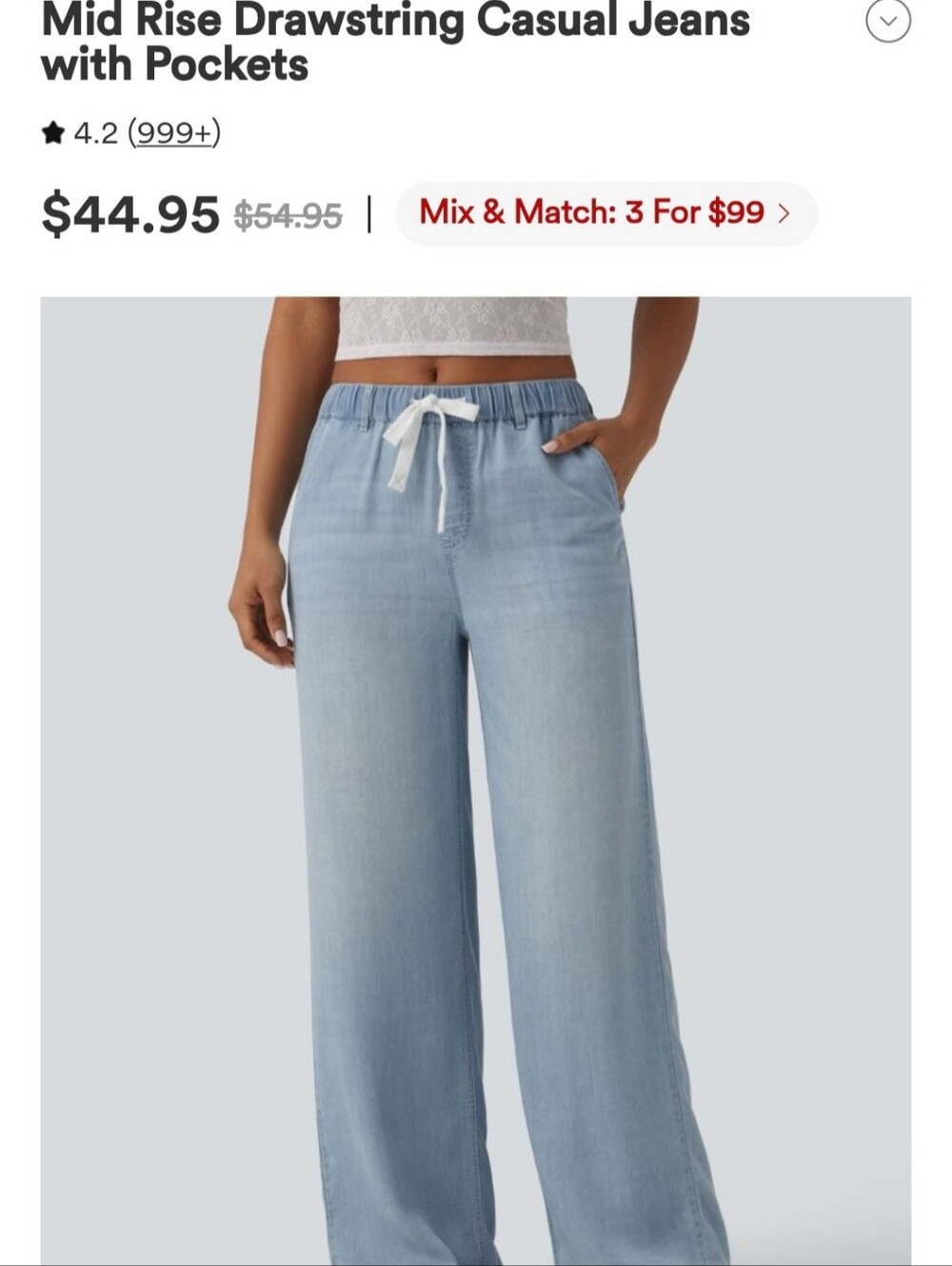 NWT Halara Tide Blue Wide Leg Jeans
